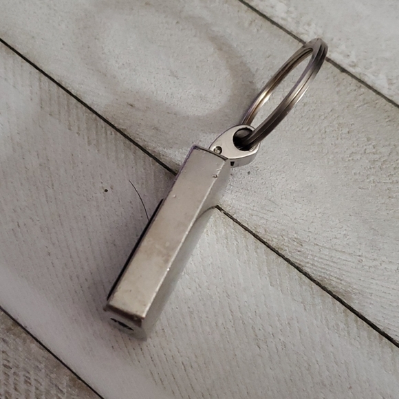 Fossil Silver & Black Keychain Red Flash Light - Picture 2 of 7